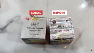 perbedaan kemasan yu chun mei import dan lokal